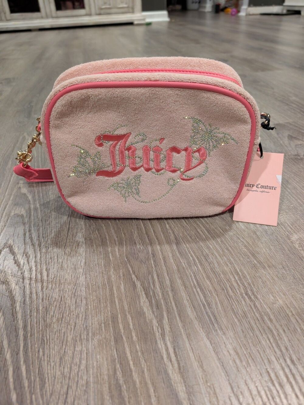 NWT Juicy Couture Pink Toweling Terry Cloth Crossbody Camera Bag